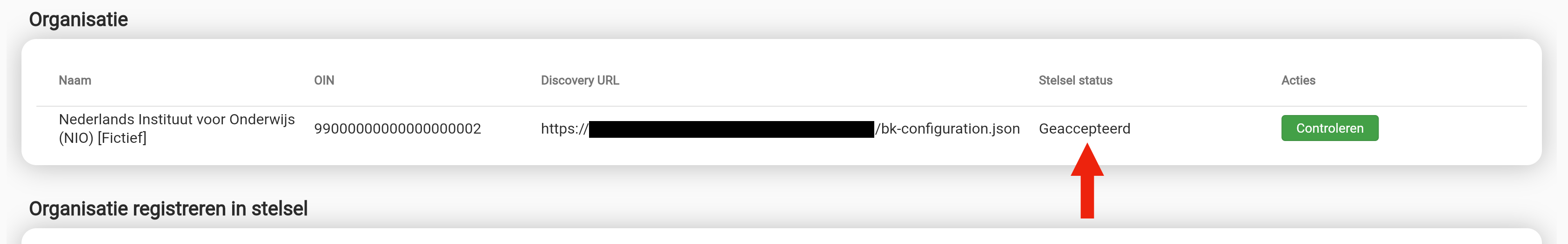 Scherm met status geaccepteerd