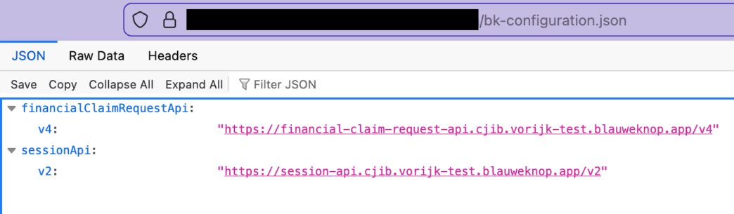Browser met JSON bestand